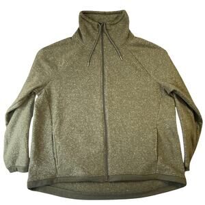 Avia Women Sweatshirt XXL (20) Green Fleece Activewear Full Zip High Neck Jacket